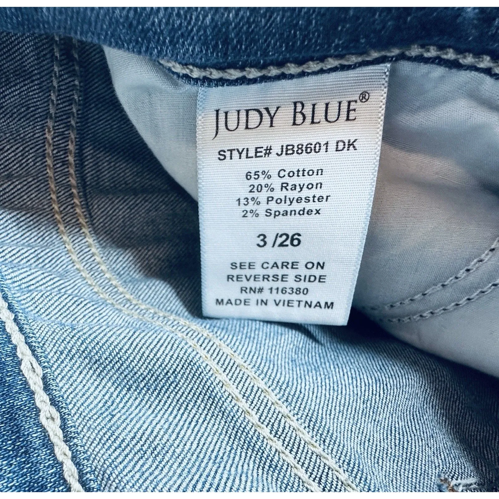 Judy Blue Jeans Women’s Sz 3/26 High Waist Straight Distressed Fade JB8601 DK - Image 7