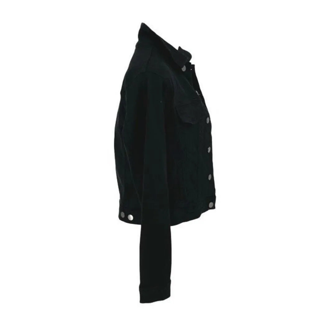 DL1961 Black Denim Jane Jacket Slim Jean Cropped‎ Size Small - Image 4