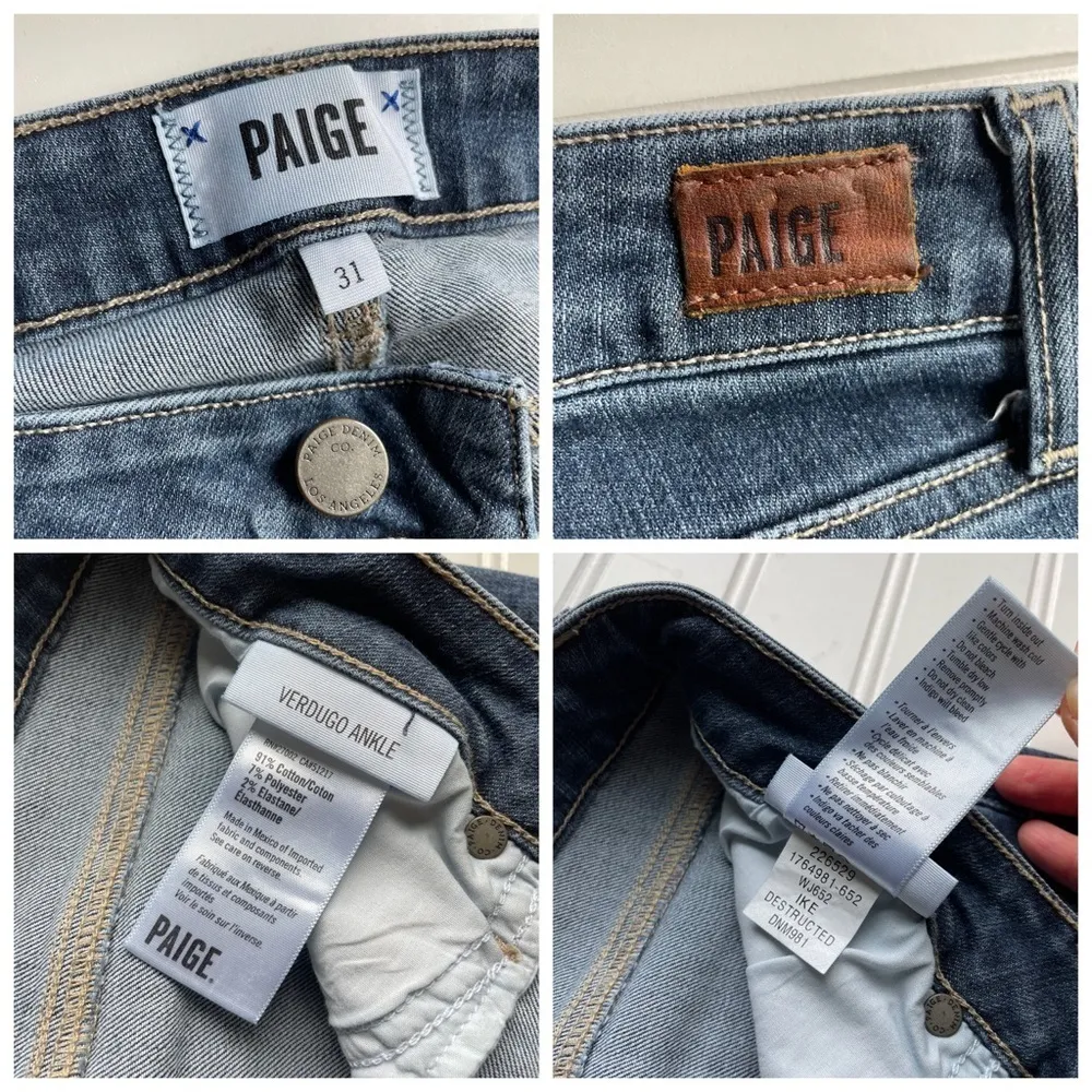 PAIGE Verdugo Ankle Skinny Jean IKE Destructed DNM981 Blue Size 31 NWOT mid rise - Image 5