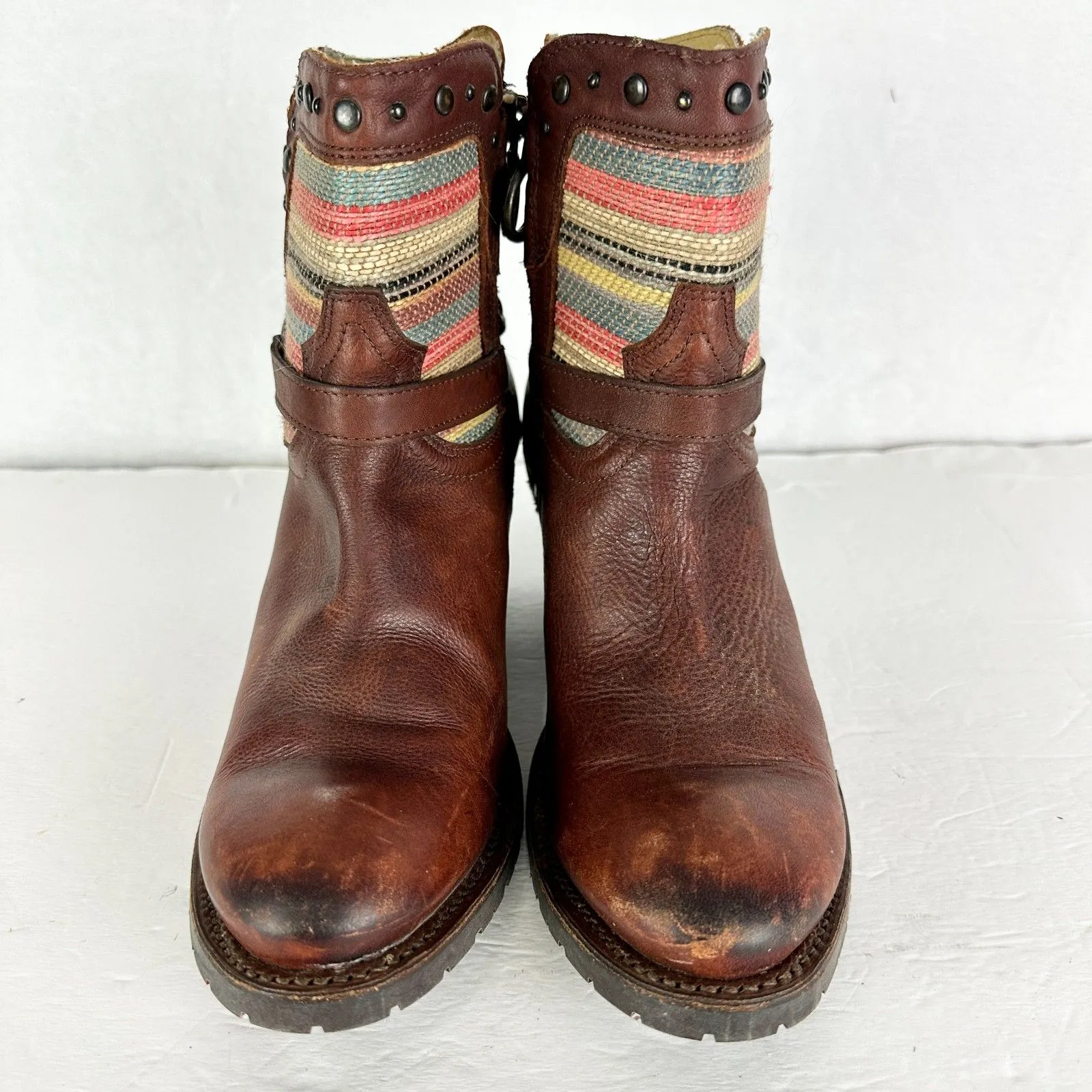 Justin Womens Southwestern Shorty Boots Size 8.5 Studded Boho Western Zip - Image 6