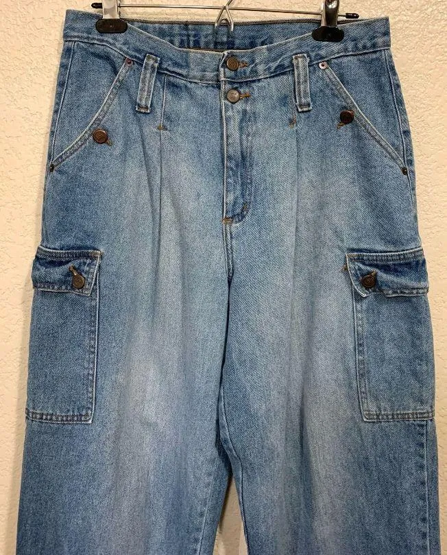 Vintage 90s Y2K Blue Cargo High Rise Straight Leg Grunge Jeans - Image 3