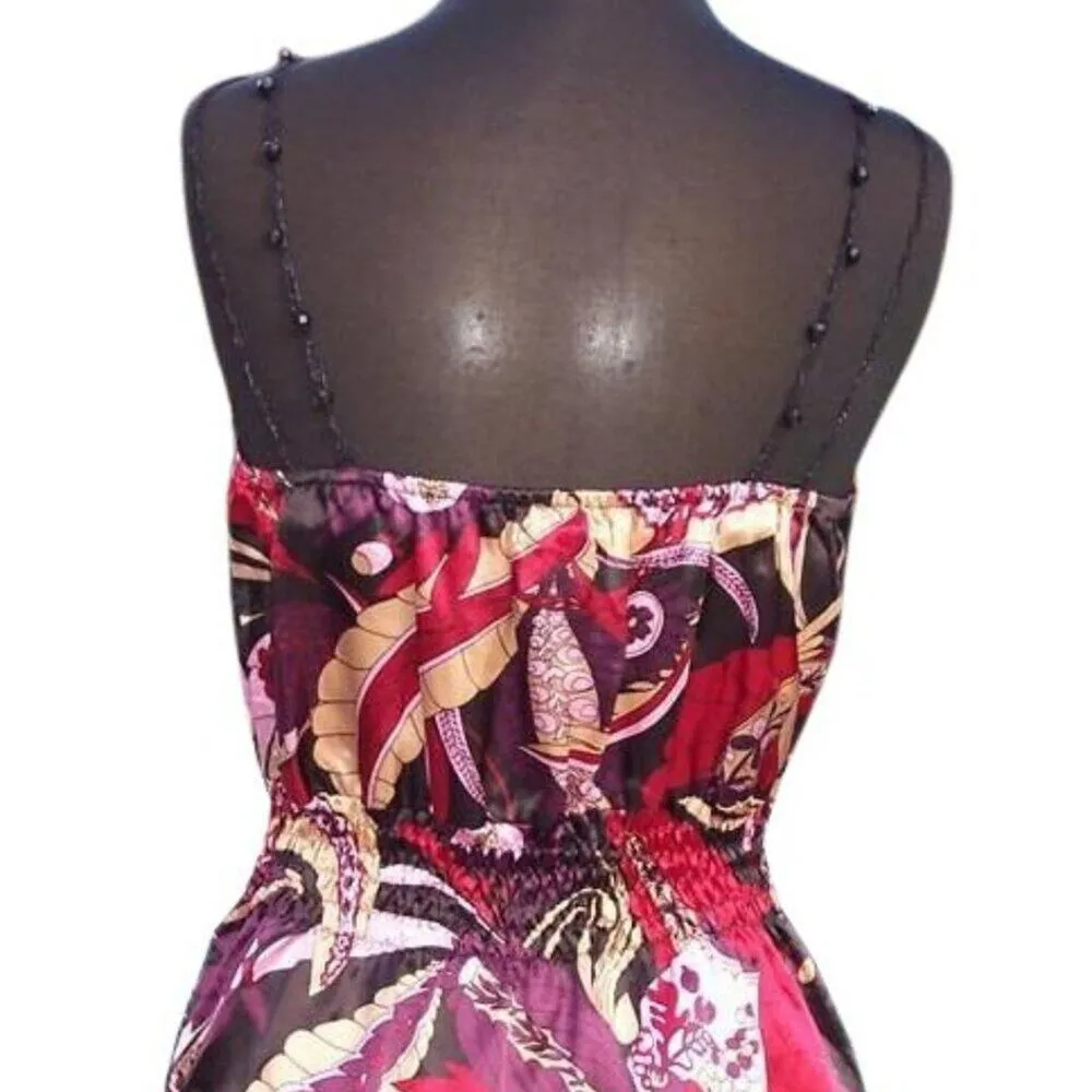 Cache Silk Crochet Bead Straps Chest and Back Top Gather Waist New NWT $118 - Image 5