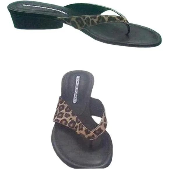 Donald Pliner Couture Congo Hair Calf Leather Shoe Sandal New Thong Sandal $225 Brown Size 6 - Image 2