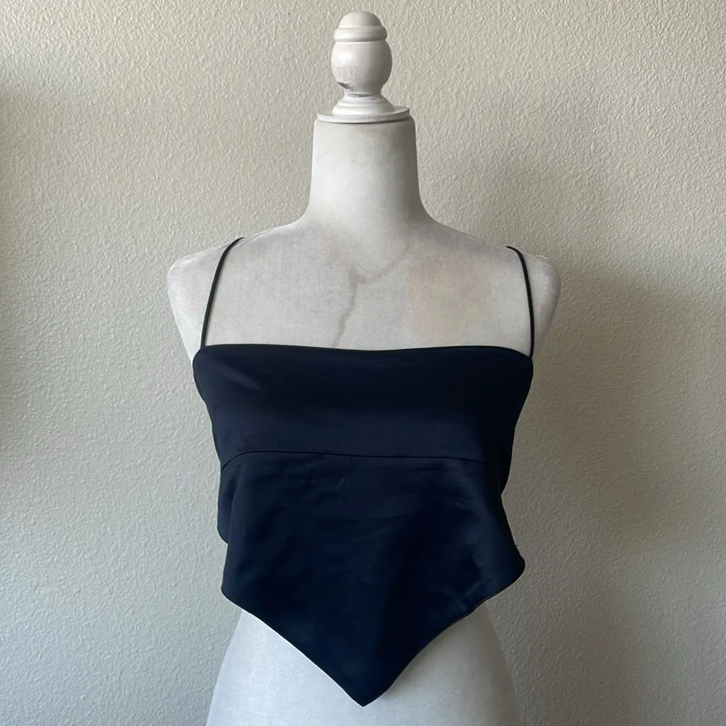 Danielle Bernstein Danielle Bernstein by WeWoreWhat Cowl Top Stretch Charmeuse Black Large - Image 4