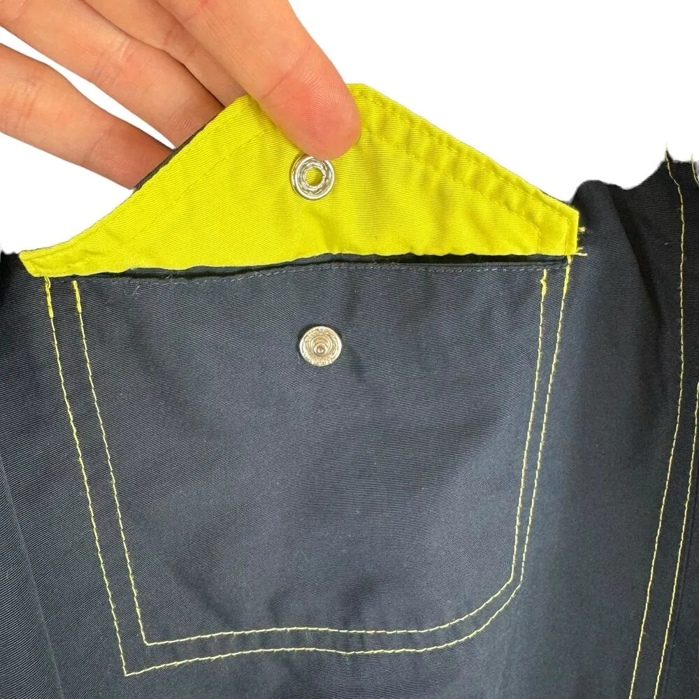 Nike Navy Blue Yellow Trim Elastic Waist Cropped High Rise Track Pants Size L - Image 3