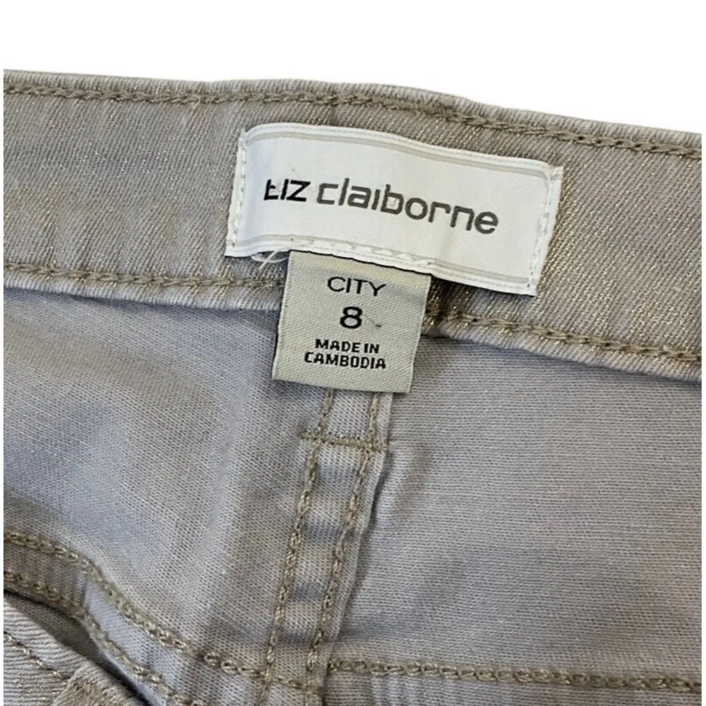 Liz Claiborne Women Pants Denim Slim Leg Skinny Mid Rise Gray Size 8 #G2 - Image 6