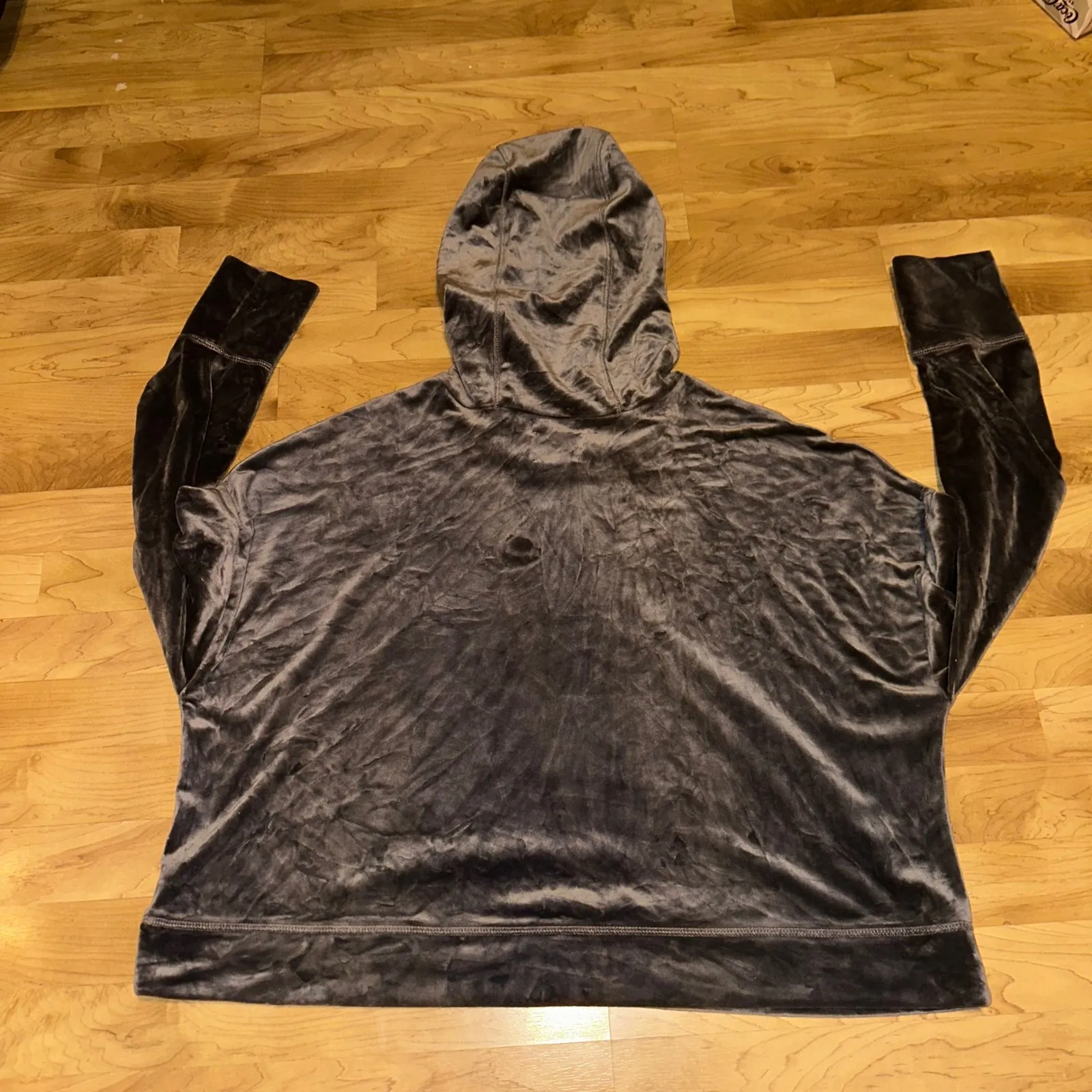 Aerie Offline Velour Hoodie Pullover Top Gray Women's XXL - Image 2