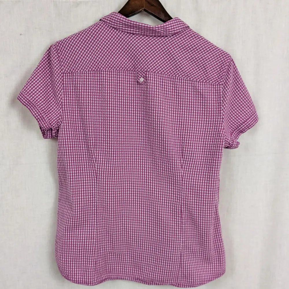 Women's Eddie Bauer Short Sleeve Seersucker Check Shirt XL - Image 5