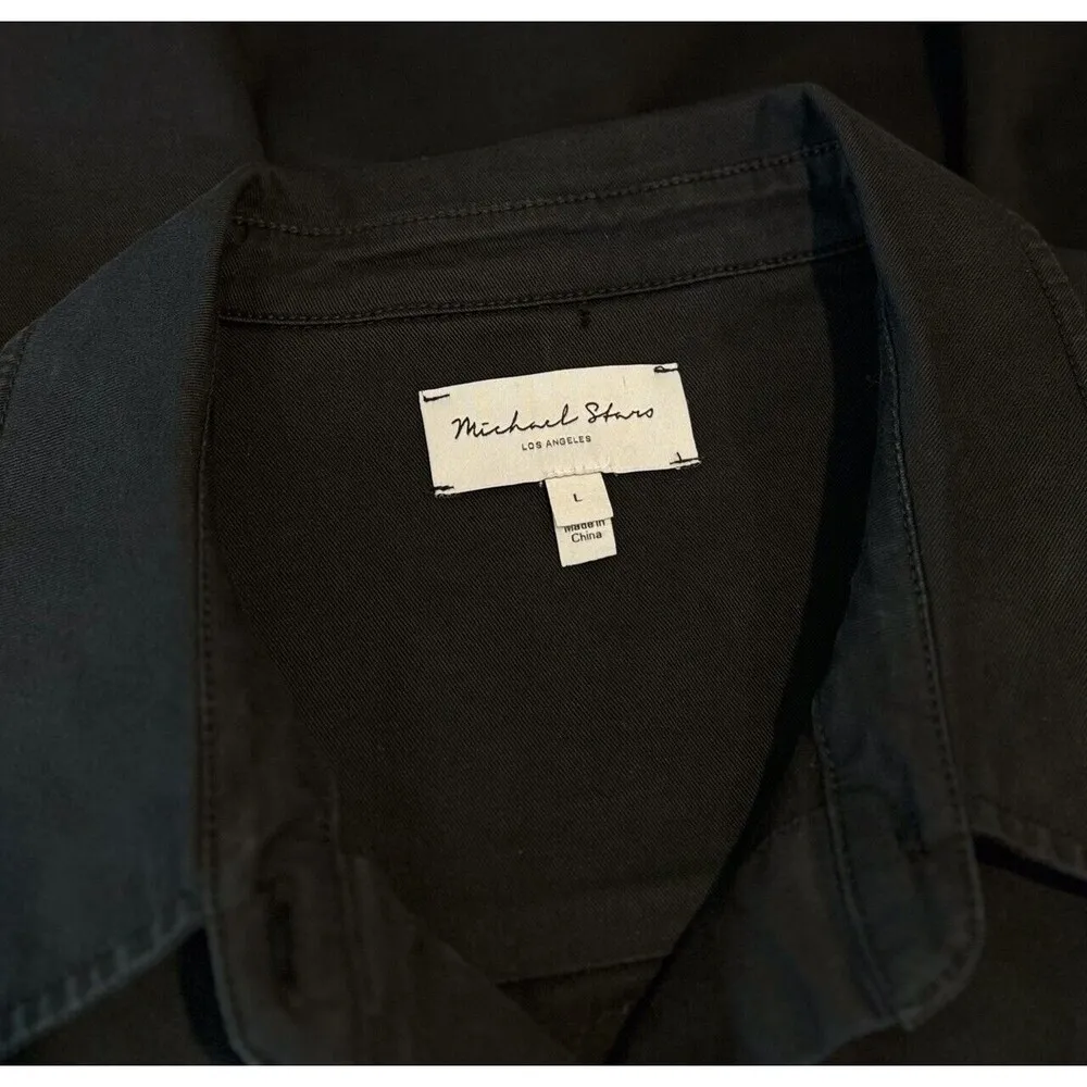 Michael Stars Women Jacket Black Alec Button Up Long Sleeve Safari Outdoor Large - Image 4