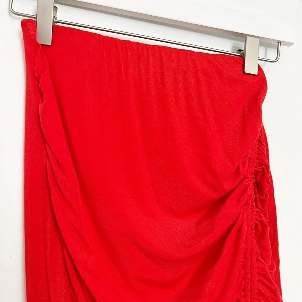 Privacy Please Women's Red Orange Emma Ruched‎ Midi Skirt Revolve Size XS - Image 3