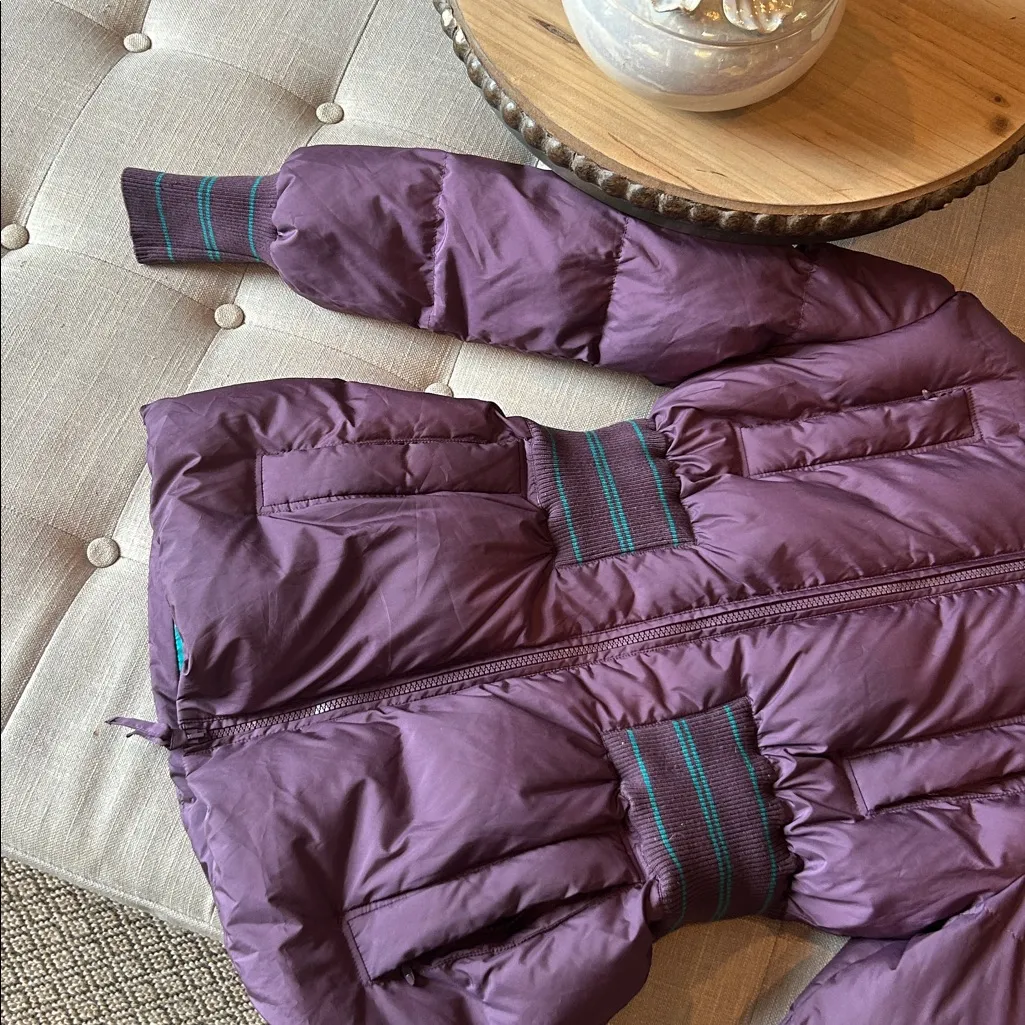 Missoni Denim Purple/ Teal Cinched Waist Puffer Jacket Size 6 - Image 2