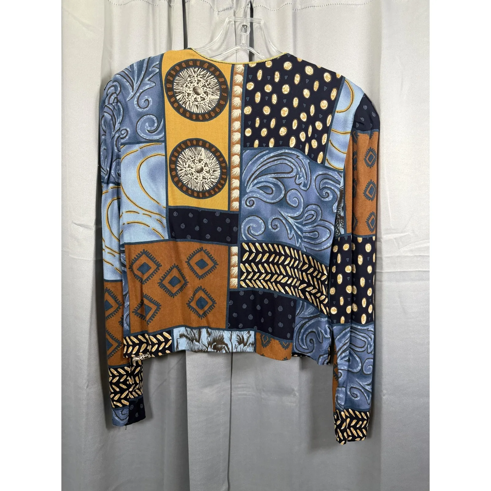 Vintage Jessica Howard Jacket Womens Medium Patchwork Print Cropped Made USA 90s - Image 8