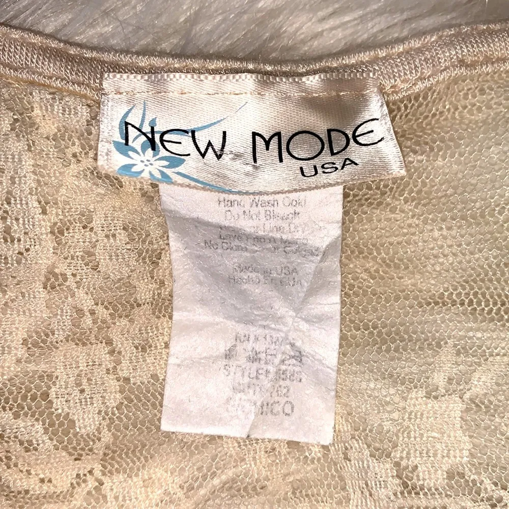 Cream Ivory Colored Sheer Lace Blouse / Top with Open Sides - Image 5