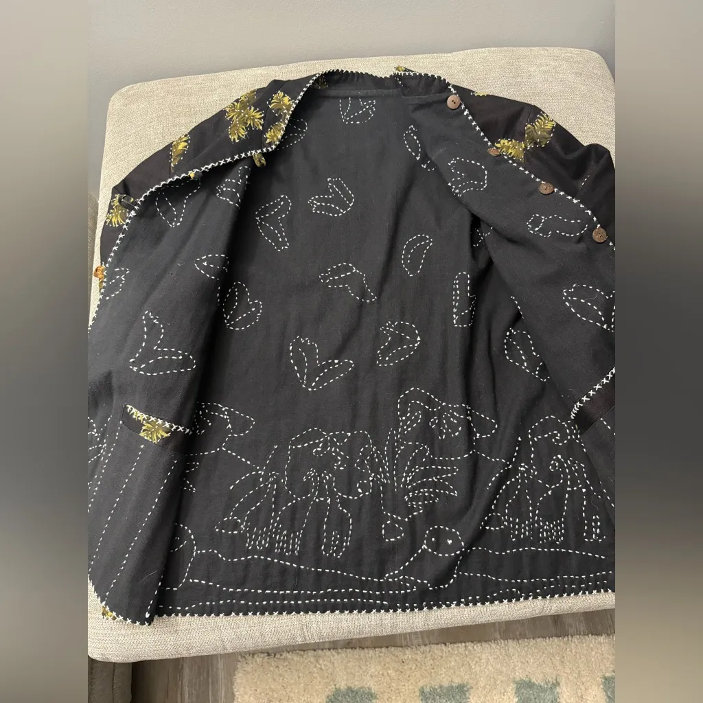 VTG Sam Hilu’s Classics Handcrafted Safari Giraffe Animal Print Shirt Cotton M Black Size M - Image 8