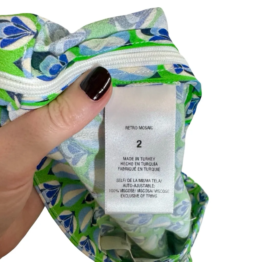 Favorite Daughter The Friday Pant High Rise Wide Leg in Retro Mosaic Print Green Size 2 - Image 10