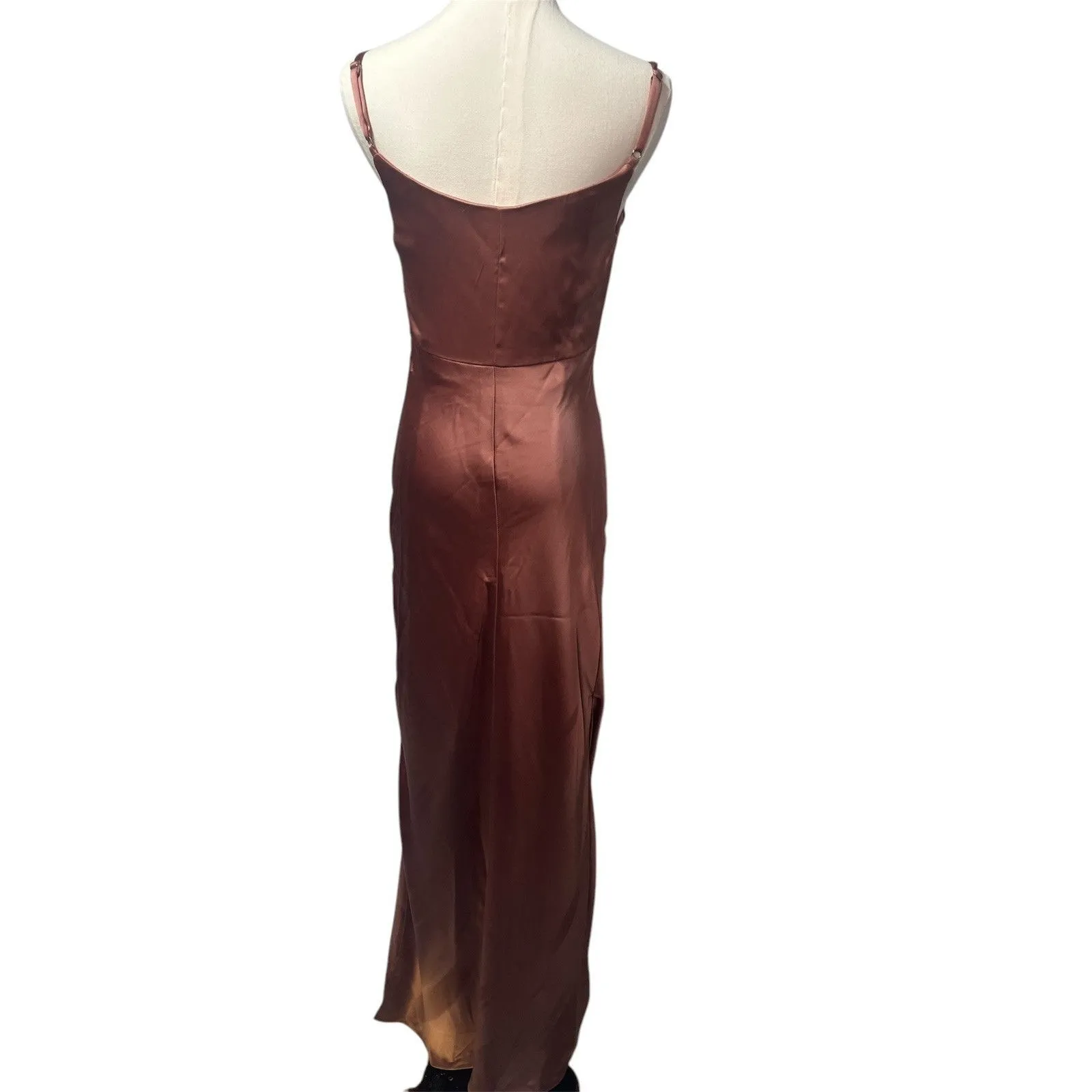 Revelry Skye Satin Desert‎ Rose Bridesmaid Dress Womens 4 Petite maxi Prom New Pink Size 4P - Image 16