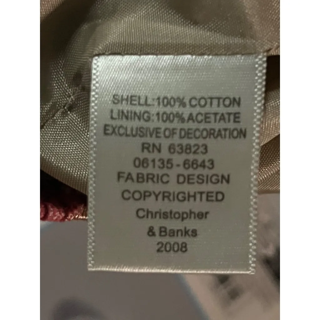 Christopher & Banks Jacket Womens M Red Multi Corduroy Zip Front Embroidered - Image 7