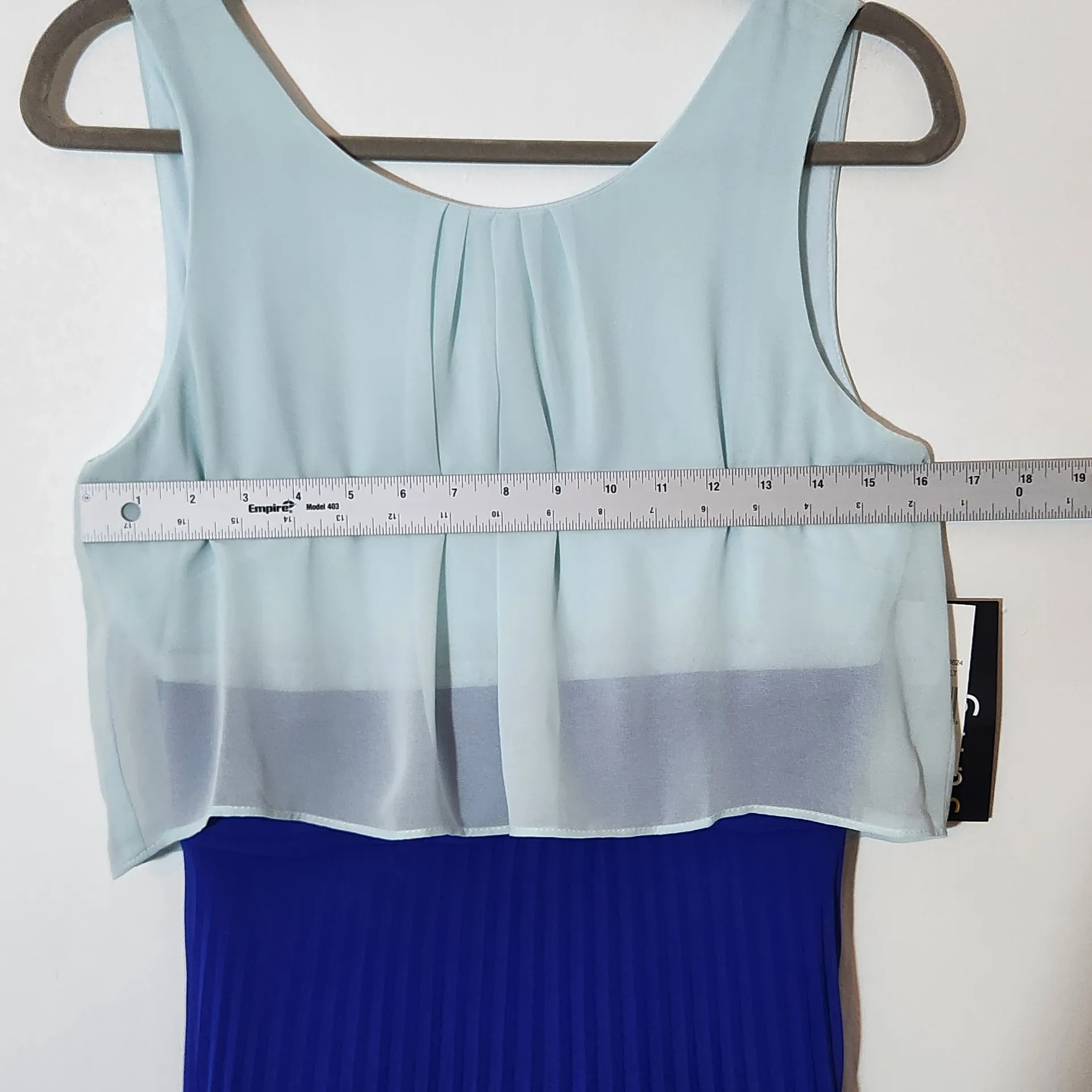 Sangria Sleeveless Blue Maxi Dress with Pleated Skirt Size 6 NWT - Image 7