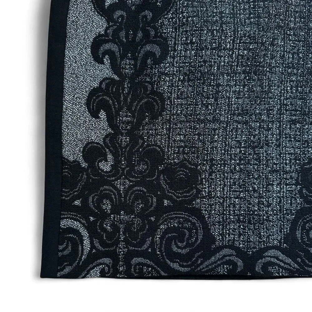 Diane Von Furstenberg Wool Blend Black Floral Lace Pencil Skirt Size 8 - Image 4