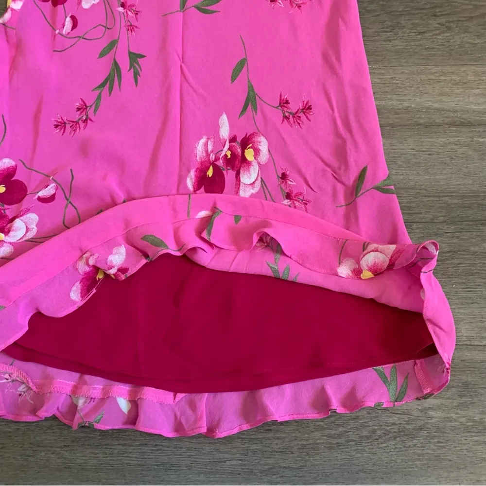 Vintage 1980/90s DONNA RICCO New York pink floral Rayon Dress SZPetite 4 031424 - Image 8