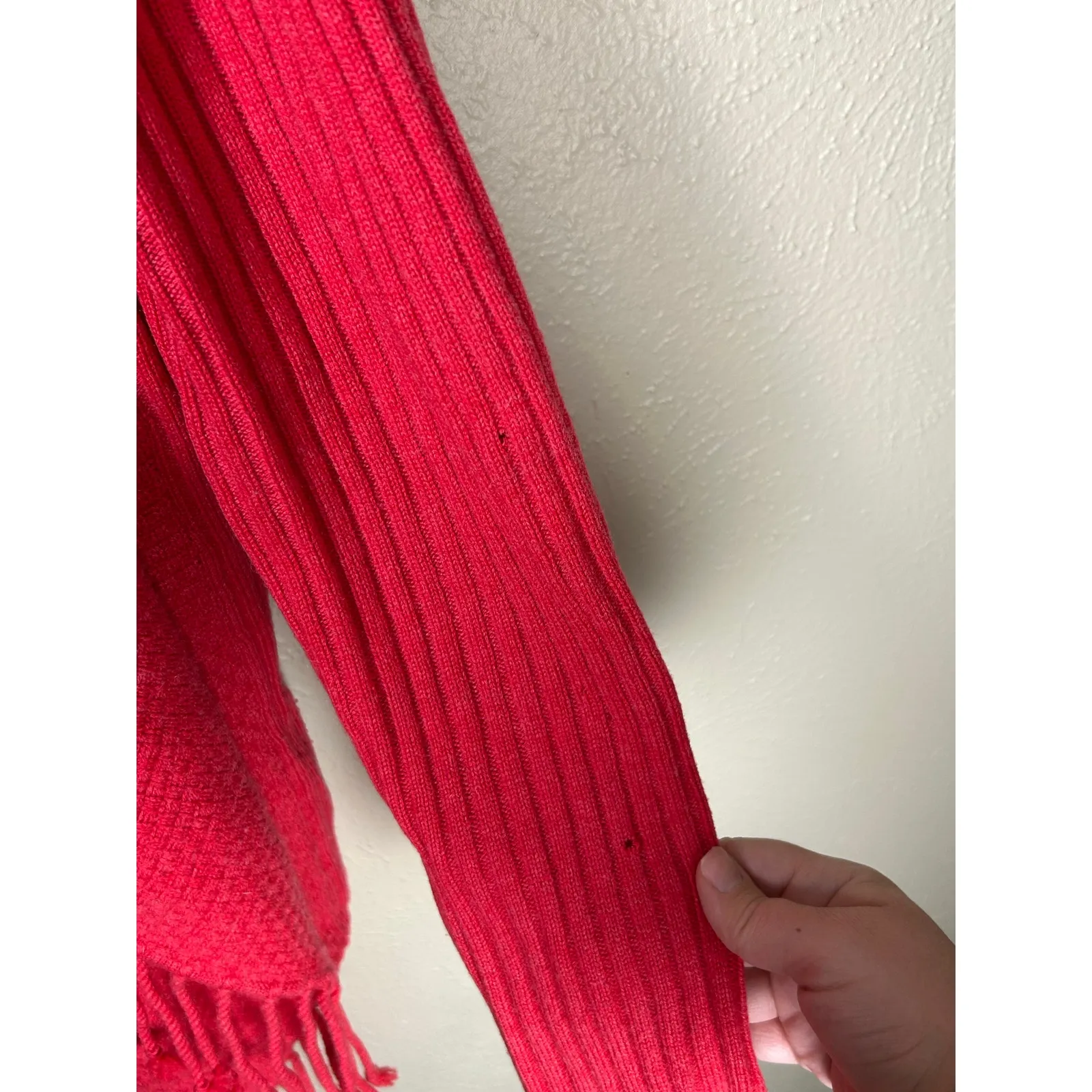 St.John Cardigan Classic Red Knit Designer Cozy Quiet Luxury Sweater TINY FLAW - Image 5