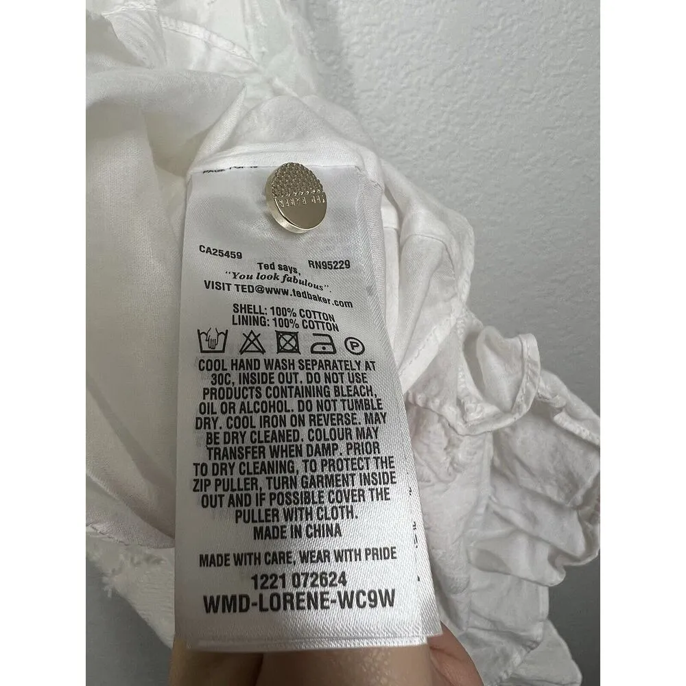 Ted Baker Lorene Embroidered Halter Dress White Floral Size 0 Bride Engagement - Image 4