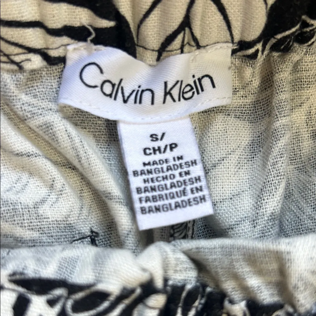 Calvin Klein Black and White Leaf Print Pants - Image 2