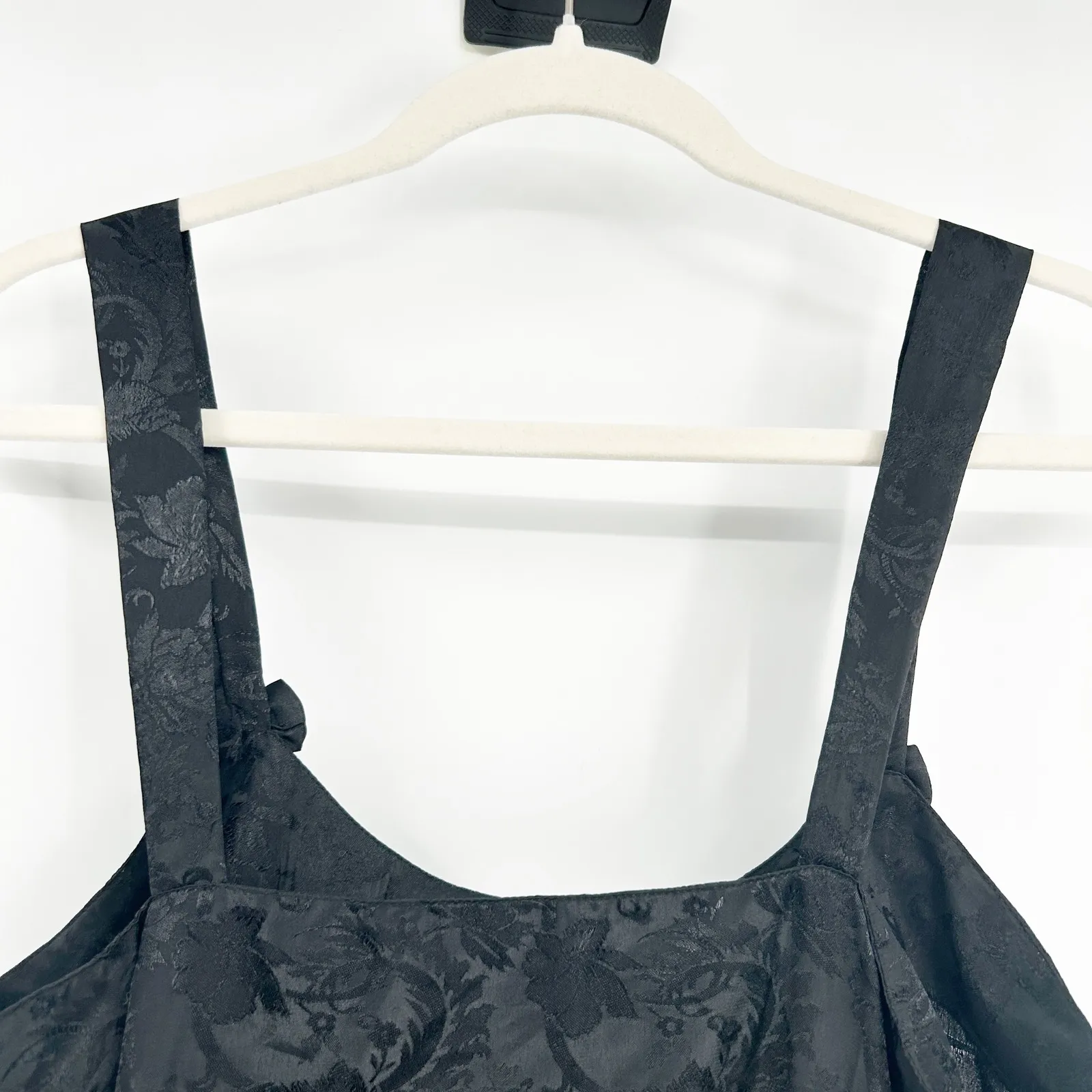 Womens Vintage 90s Whimsigoth Dark Romantic Black Floral Jacquard Dress Size L Size L - Image 6