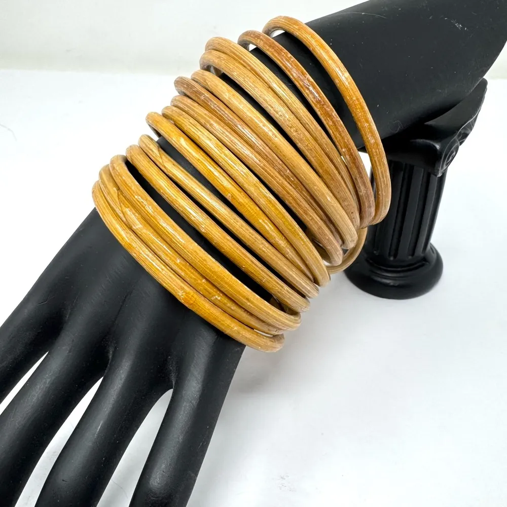 Bamboo stacked bangle bracelet - Image 8