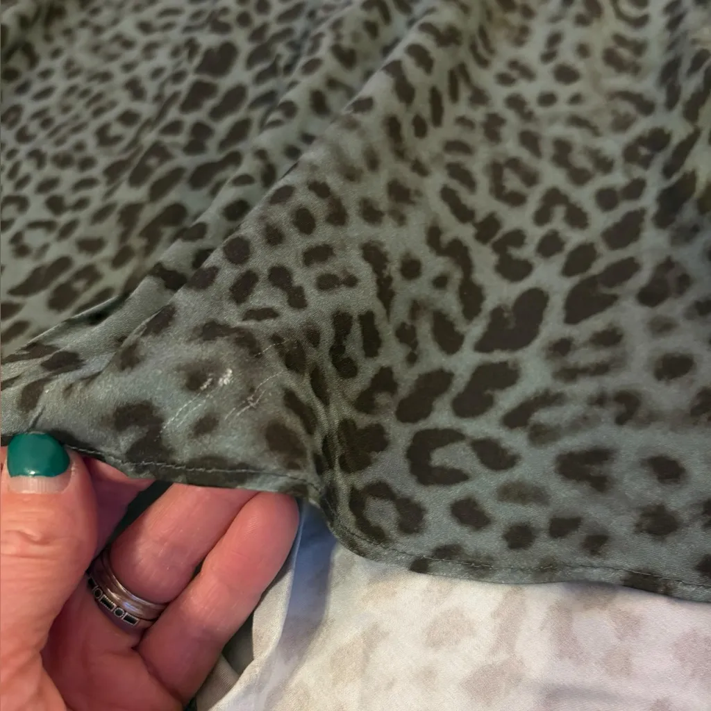 J Jill New With Tags Midi Skirt In Storm Cloud Leopard Print Womens Size 4X Green - Image 5