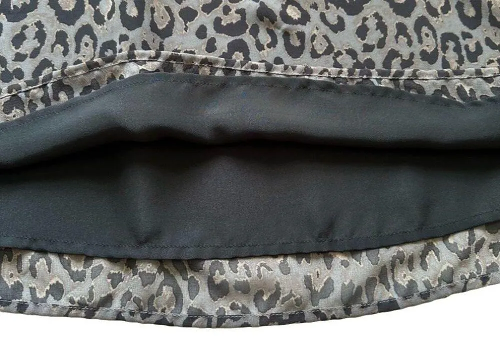 Loft Outlet Dress Gray Black Leopard Animal Print Long Sleeve Mini Dress Size XS - Image 9