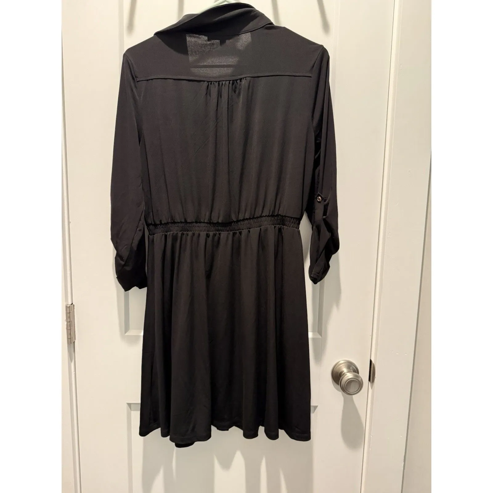 Women’s Black Mini dress Ryan Michelle with gold buttons and Belt Medium M - Image 6