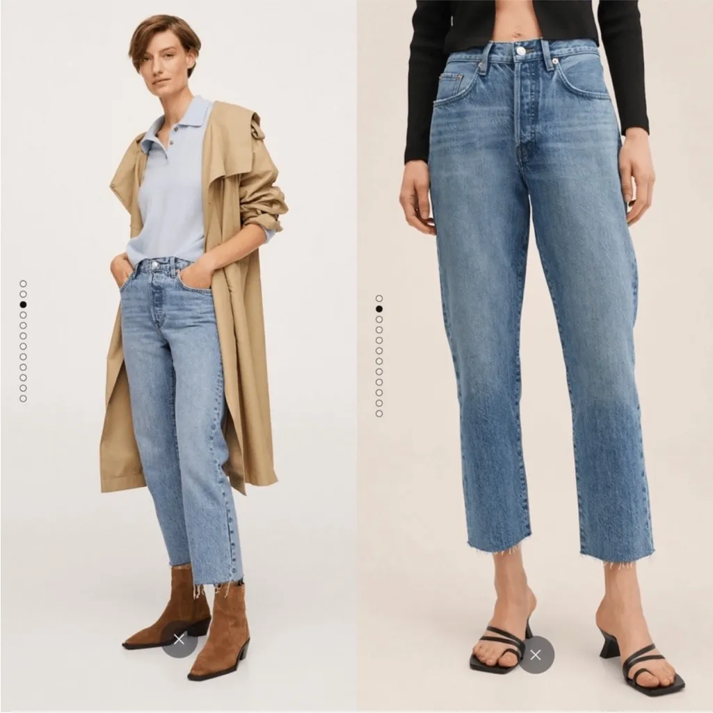 Mango denim Havana straight trendy cropped high waisted blue jeans size 28 NWT - Image 2