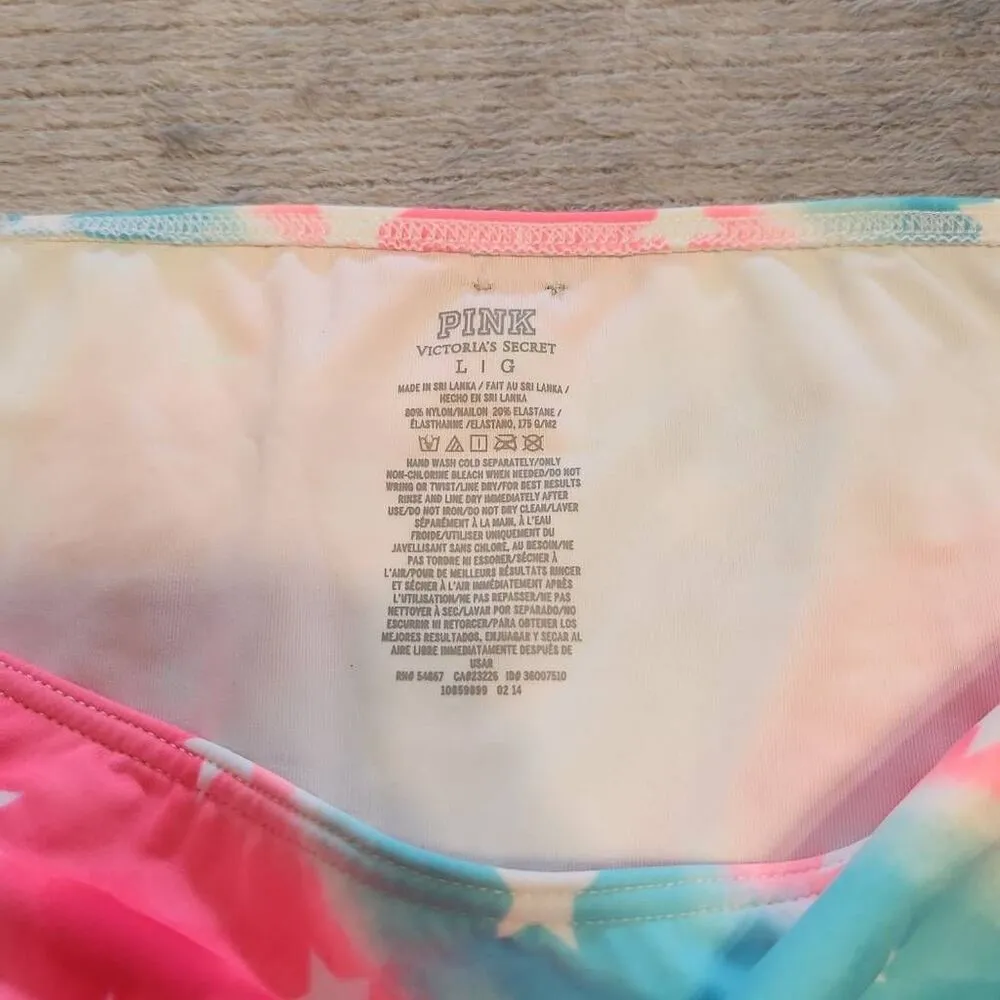 NWT Victoria's Secret Pink Swim L Scoop Bikini Bottom Stars Red White Blue - Image 3