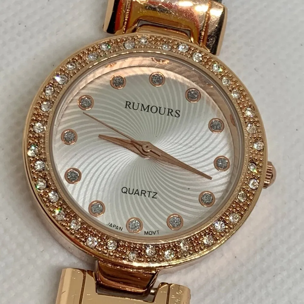 Rumours rose gold women watch quartz analog 35mm rhinestone running - Image 3
