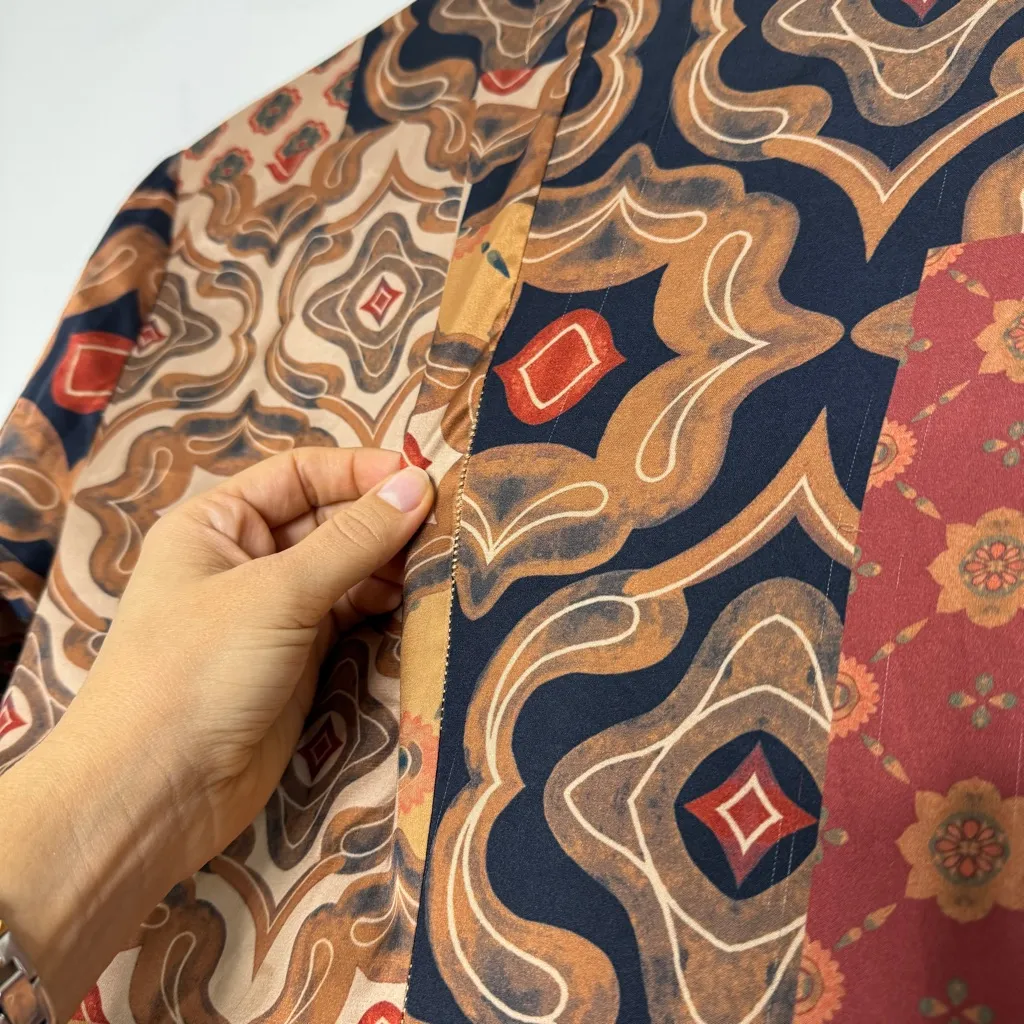 Misa Eliza Patchwork Wrap Dress - Image 12