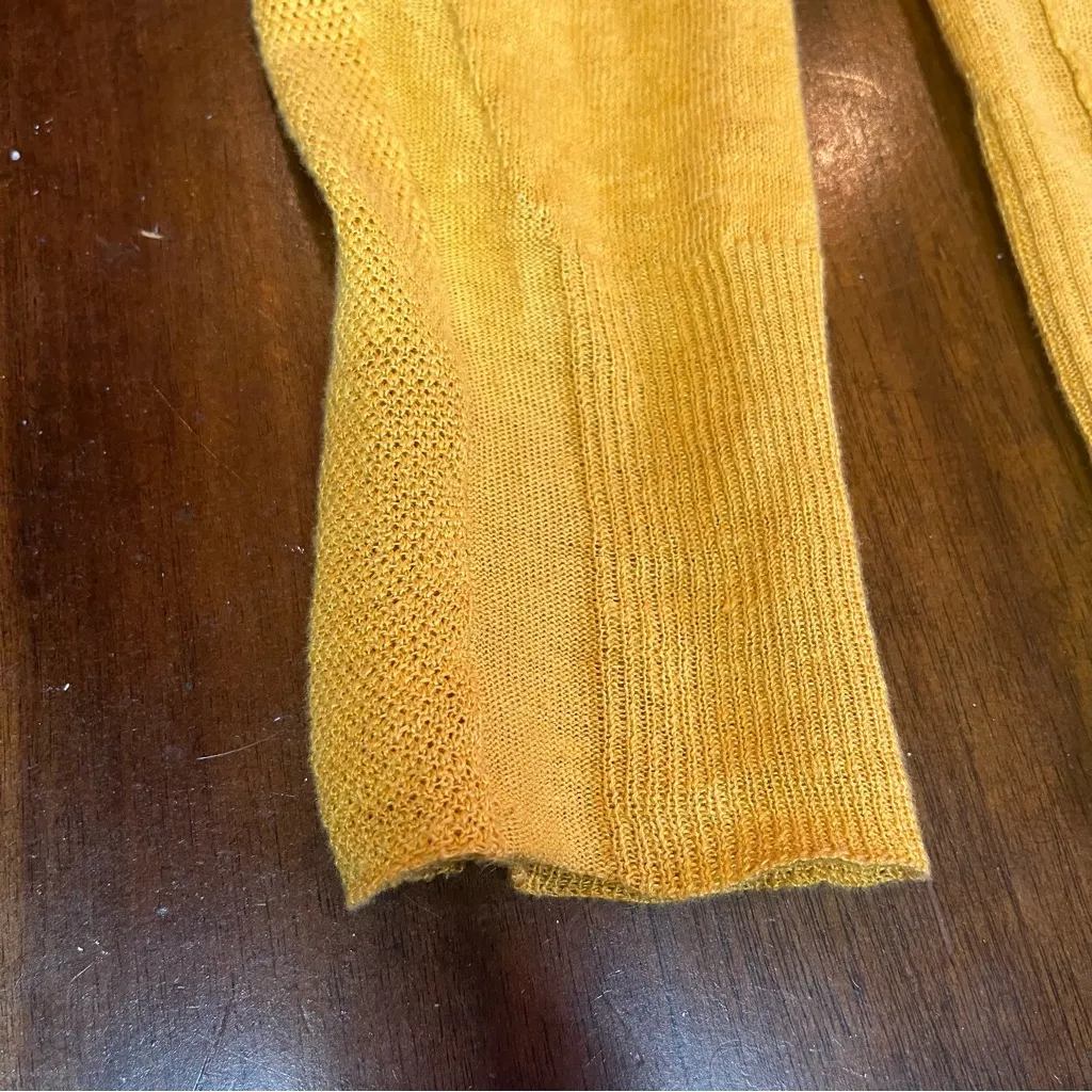 Cotelac Women’s 100% Linen Mustard Yellow Lightweight Cardigan Sweater Size 1/M Size M - Image 5