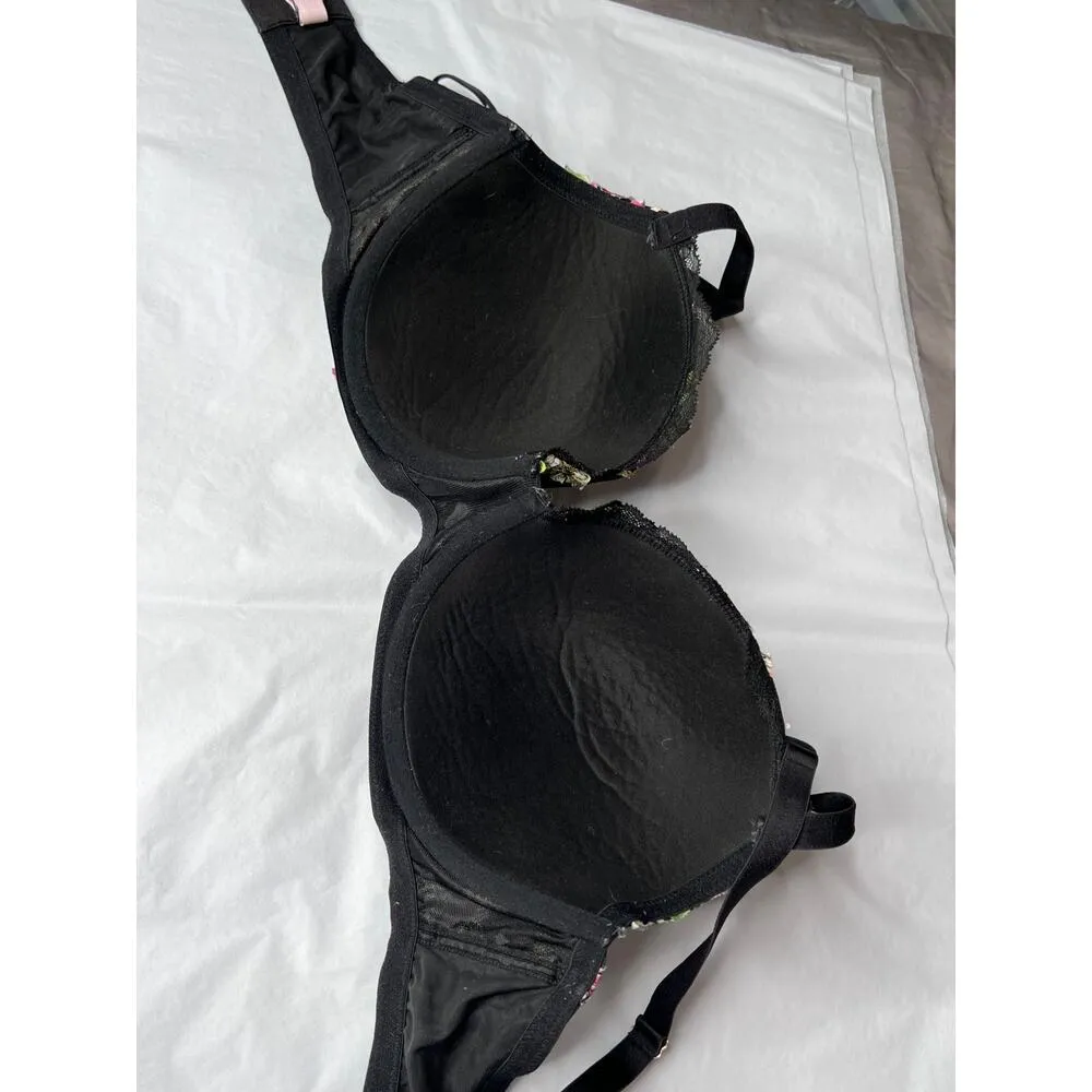 Victorias Secret bra size 34DDD black floral applique' underwire lined sexy - Image 7