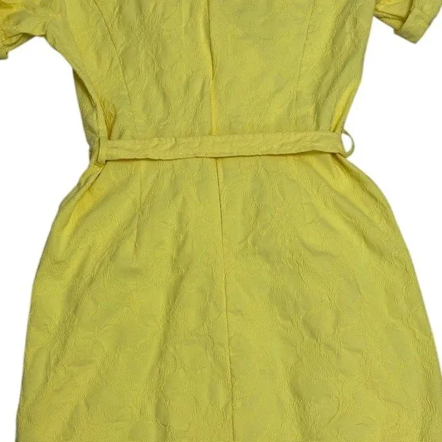 Vintage Liz Claiborne Yellow Belted Shirt Dress‎ Midi Career Workwear Chic SZ 12 - Image 12