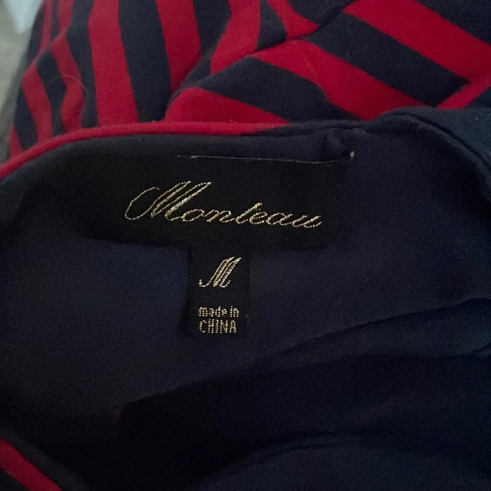 Monteau Womens Top Red Navy Blue Striped Fit N Flare Sleeveless - Image 3