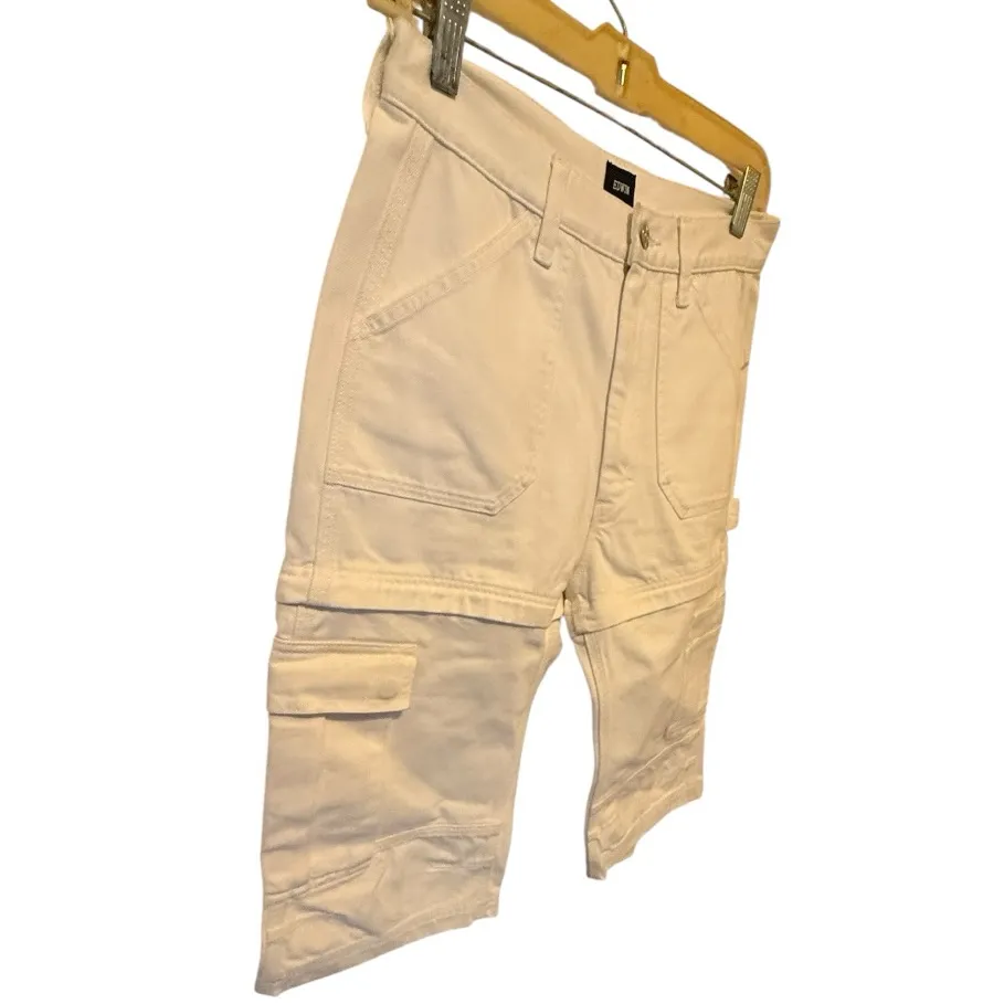 Edwin Convertible‎ Denim Shorts nwot White Size 26 - Image 4