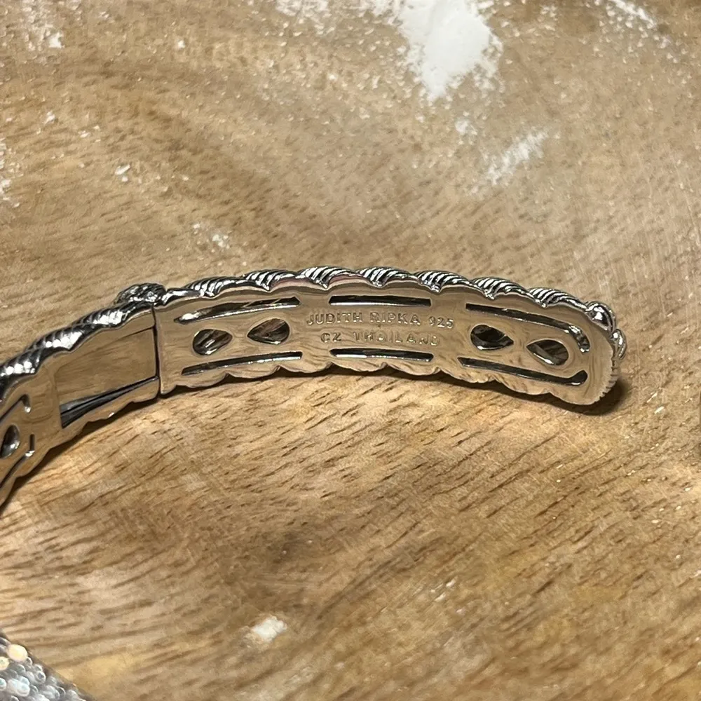 Diamonique CZ Sterling Silver Hinged Cuff Bracelet - Image 12