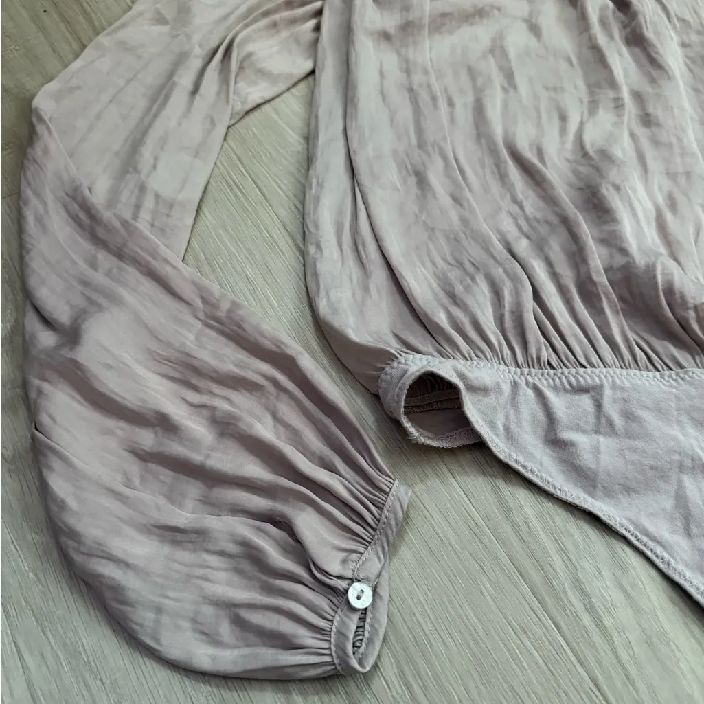 Free People Smockin’ and Rockin’ Long Sleeve Flowy Bodysuit | Grey | Small - Image 5