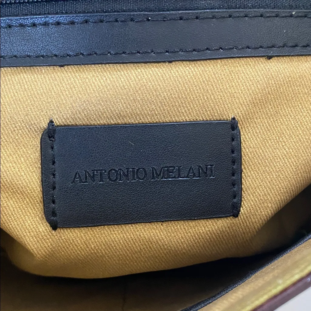 Antonio Melani Black Leather Messenger Handbag crossbody purse - Image 7