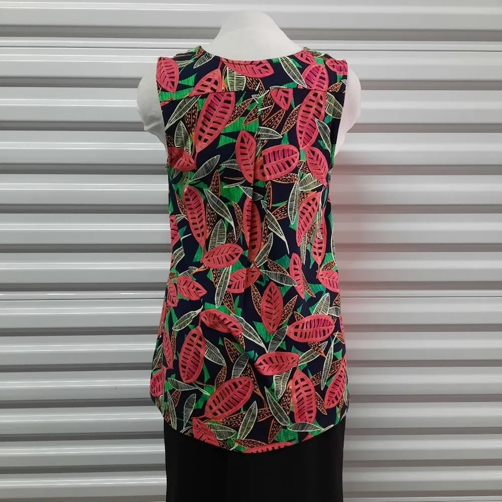 Nic+Zoe Canopy Tank Top Womens Small Black Pink Floral Sleeveless Blouse Shirt - Image 5