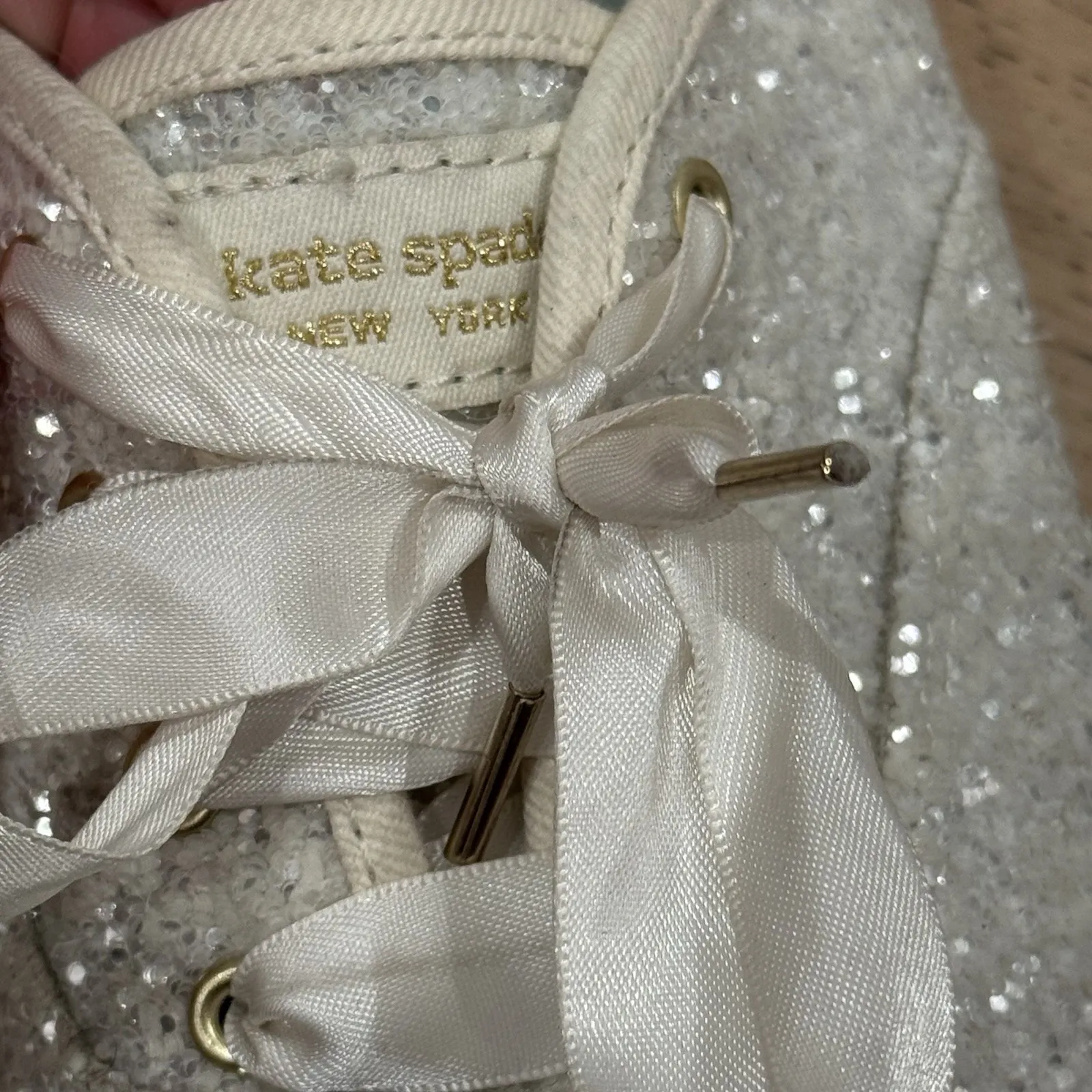 Keds Kate Spade Glitter Sequin White Sneakers Womens Size 9‎ Wedding Party Shoes - Image 11