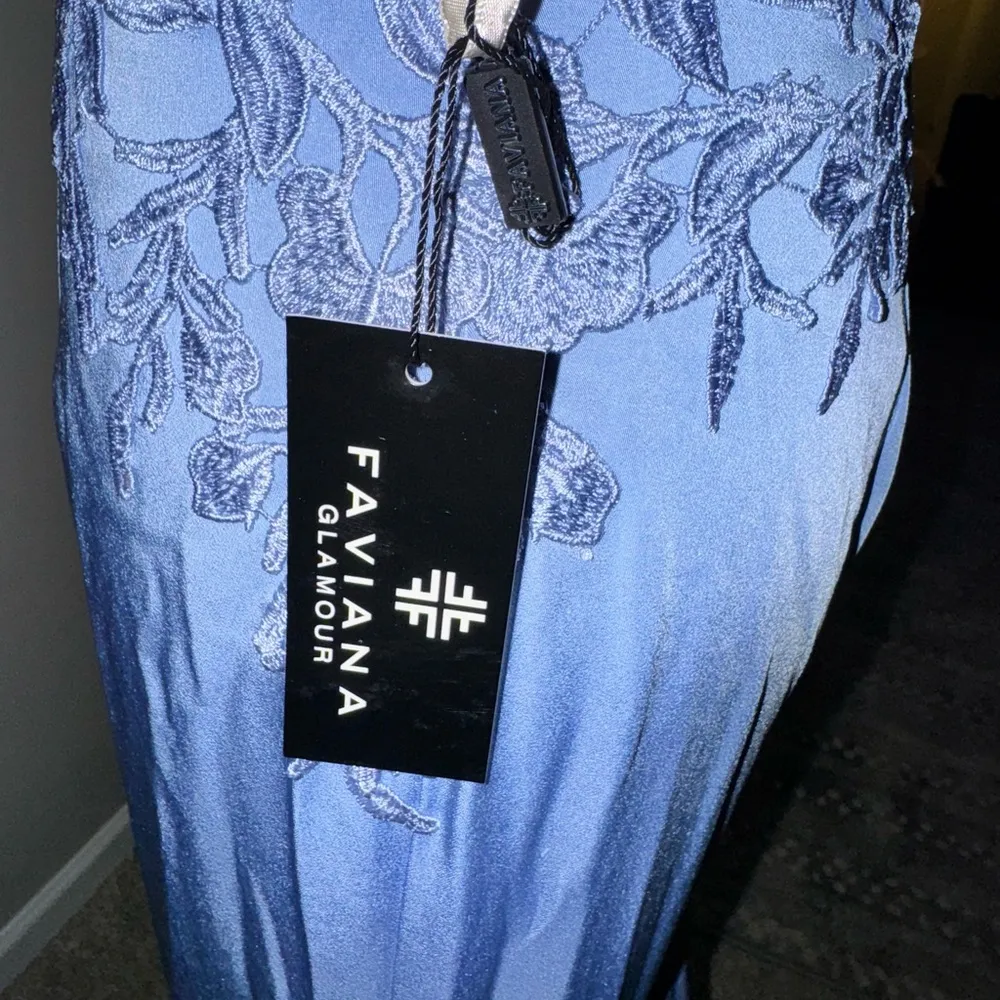 Faviana Lace Applique V Neck Prom Dress With Lace Up Back - Image 8