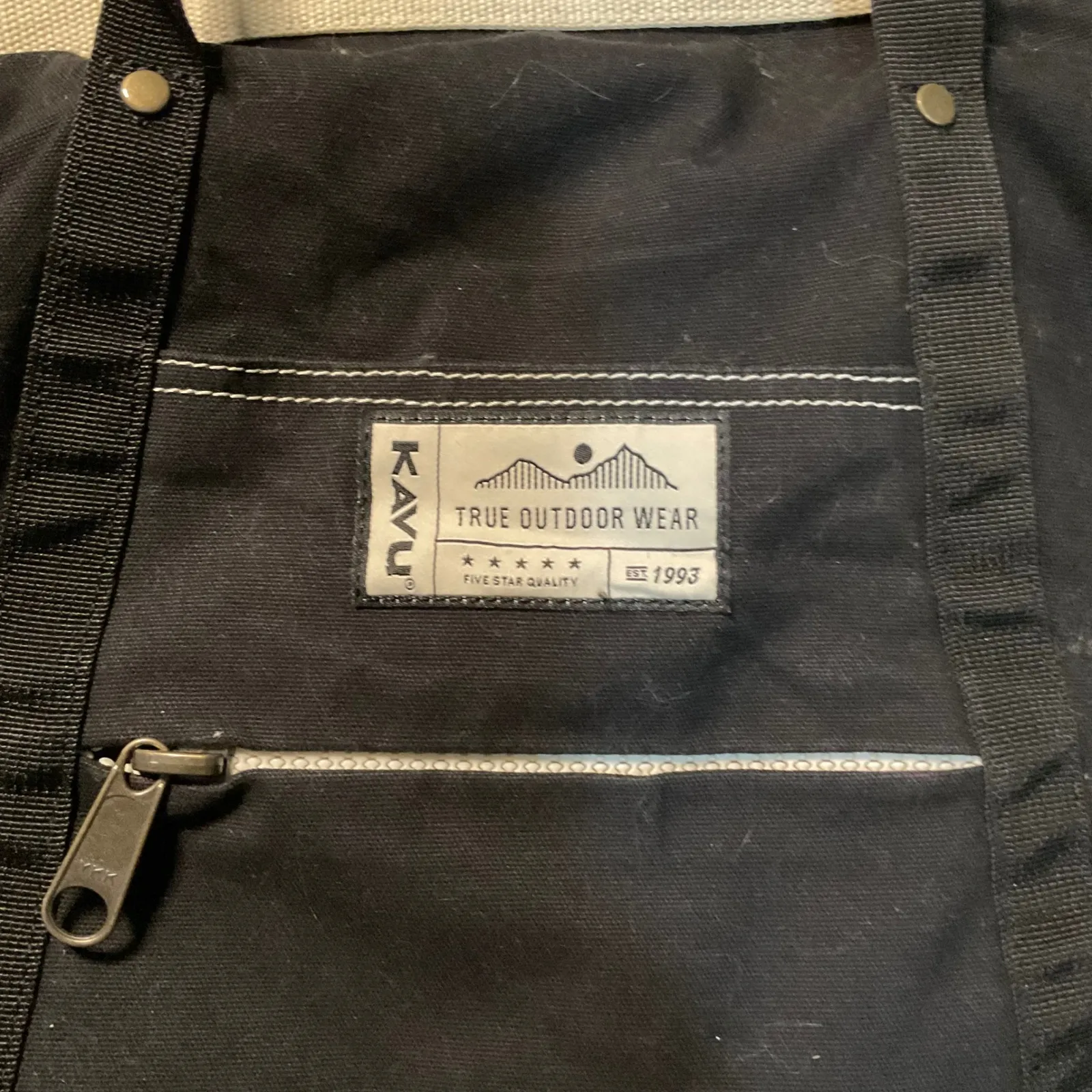 Kavu Tote Bag Backpack Black Canvas School Casual - Image 2