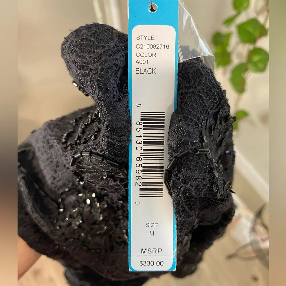 New Alice + Olivia Black Lace Sleeveless Sequin Blouse Top Size M Medium EUC - Image 3