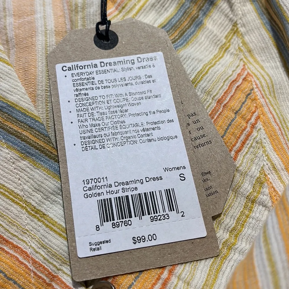 NWT PRANA California Dreaming Dress Golden Hour Stripe  100% Organic Cotton - Image 6